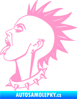 Samolepka Punk rocker lady levá světle růžová
