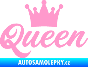 Samolepka Queen nápis s korunou světle růžová