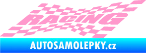 Samolepka Racing nápis v šachovnici světle růžová