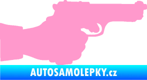 Samolepka Ruka s pistolí 001 pravá ruce vzhůru světle růžová