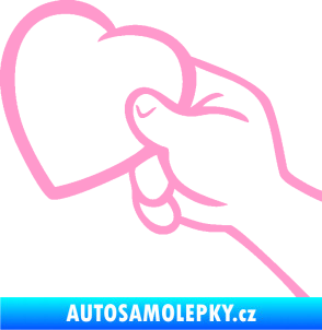 Samolepka Ruka se srdíčkem levá světle růžová