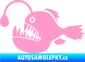 Samolepka Ryba 022 levá mořský ďas s lampičkou světle růžová