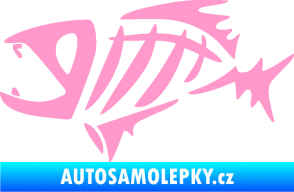 Samolepka Ryba kostra  007 levá světle růžová