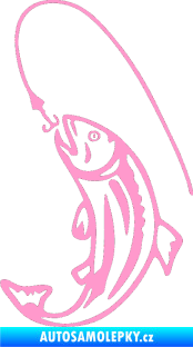 Samolepka Ryba s návnadou 003 levá světle růžová