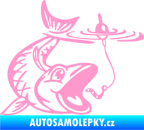 Samolepka Ryba s návnadou 004 pravá světle růžová