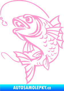Samolepka Ryba s návnadou 005 levá světle růžová