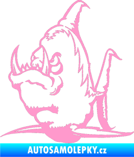 Samolepka Ryba zubatá levá piraňa světle růžová