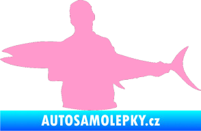 Samolepka Rybář 006 levá světle růžová