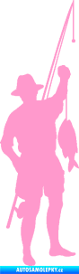 Samolepka Rybář 012 pravá světle růžová