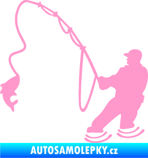 Samolepka Rybář 018 levá světle růžová