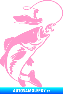 Samolepka Rybář 019 pravá světle růžová