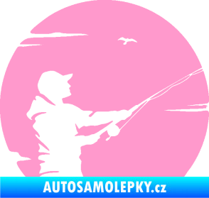 Samolepka Rybář 022 pravá světle růžová