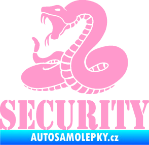 Samolepka Security hlídáno - levá had světle růžová