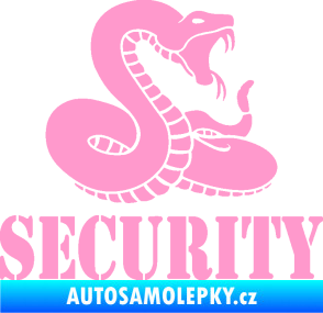Samolepka Security hlídáno - pravá had světle růžová