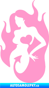 Samolepka Sexy žena 004 levá s ďáblem v těle světle růžová