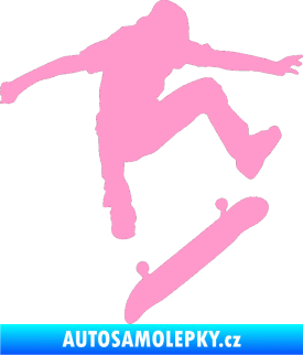 Samolepka Skateboard 005 pravá světle růžová