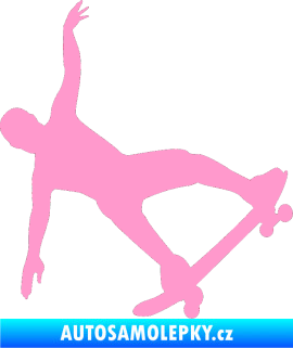 Samolepka Skateboard 013 pravá světle růžová