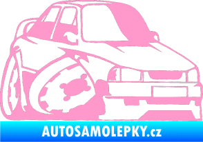 Samolepka Škoda 130 karikatura pravá světle růžová