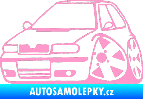 Samolepka Škoda Felicia karikatura levá světle růžová
