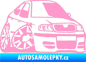 Samolepka Škoda Octavia karikatura pravá světle růžová