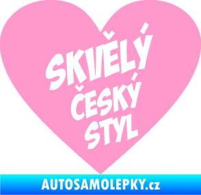 Samolepka Skvělý český styl srdce světle růžová
