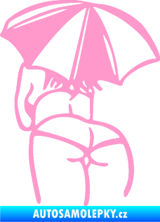 Samolepka Slečna s deštníkem levá světle růžová