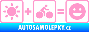 Samolepka Slunce + kolo = veselý smajlík vyjížďka na kole světle růžová