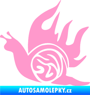Samolepka Šnek s plameny levá světle růžová