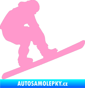Samolepka Snowboard 002 pravá světle růžová