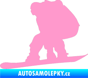 Samolepka Snowboard 010 levá světle růžová