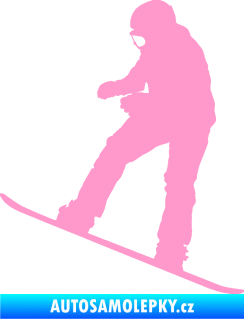 Samolepka Snowboard 030 levá světle růžová