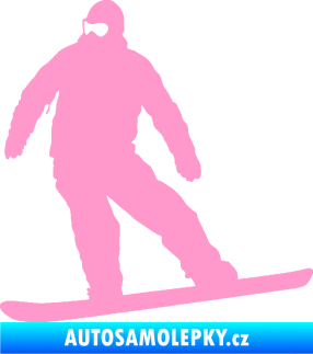 Samolepka Snowboard 034 levá světle růžová