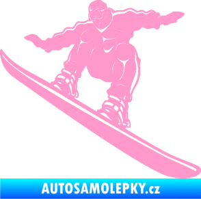Samolepka Snowboard 038 levá světle růžová