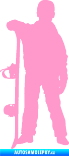 Samolepka Snowboard 039 levá světle růžová