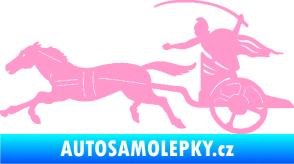 Samolepka Sparťanský bojovník 001 levá bojový vůz s koněm světle růžová