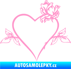 Samolepka Srdce s růží pravá světle růžová