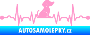 Samolepka Srdeční tep 002 pravá pejsek světle růžová
