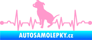 Samolepka Srdeční tep 007 levá pitbull světle růžová