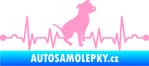 Samolepka Srdeční tep 007 pravá pitbull světle růžová