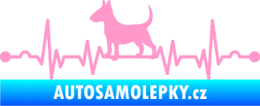 Samolepka Srdeční tep 008 levá pes bulteriér světle růžová