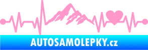 Samolepka Srdeční tep 011 hory se srdcem pravá světle růžová