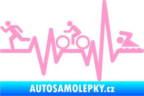 Samolepka Srdeční tep 012 levá triatlon světle růžová