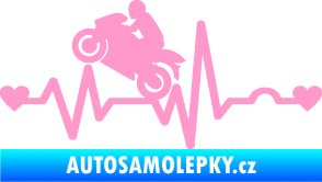 Samolepka Srdeční tep 013 levá motorkář světle růžová