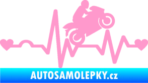Samolepka Srdeční tep 013 pravá motorkář světle růžová