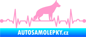 Samolepka Srdeční tep 014 pravá německý ovčák světle růžová