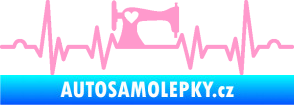Samolepka Srdeční tep 015 pravá šicí stroj světle růžová