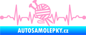 Samolepka Srdeční tep 016 pravá pletení světle růžová