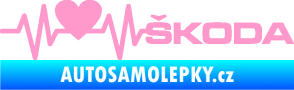 Samolepka Srdeční tep 025 pravá škoda světle růžová