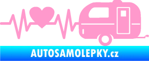 Samolepka Srdeční tep 030 pravá kempování světle růžová