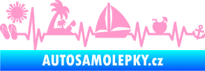 Samolepka Srdeční tep 094 pravá dovolená u moře světle růžová